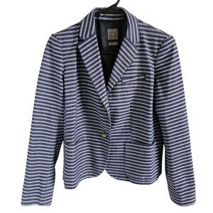 Gap Woman SZ 6 Stretch Blazer 2 Button Striped Pockets Lined Nautical Classic